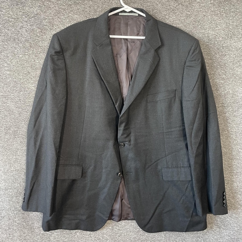 Loro Piana Suit Jacket‎ Mens 48 Gray Wool Tasmanian 2 Button Hickey Freeman